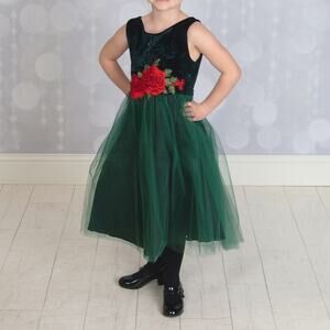 Kid’s Dream Sleeveless Tulle Dress Green Size 5/6